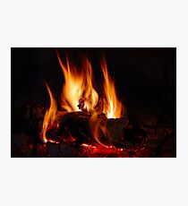 Fire in fireplace Photographic Print