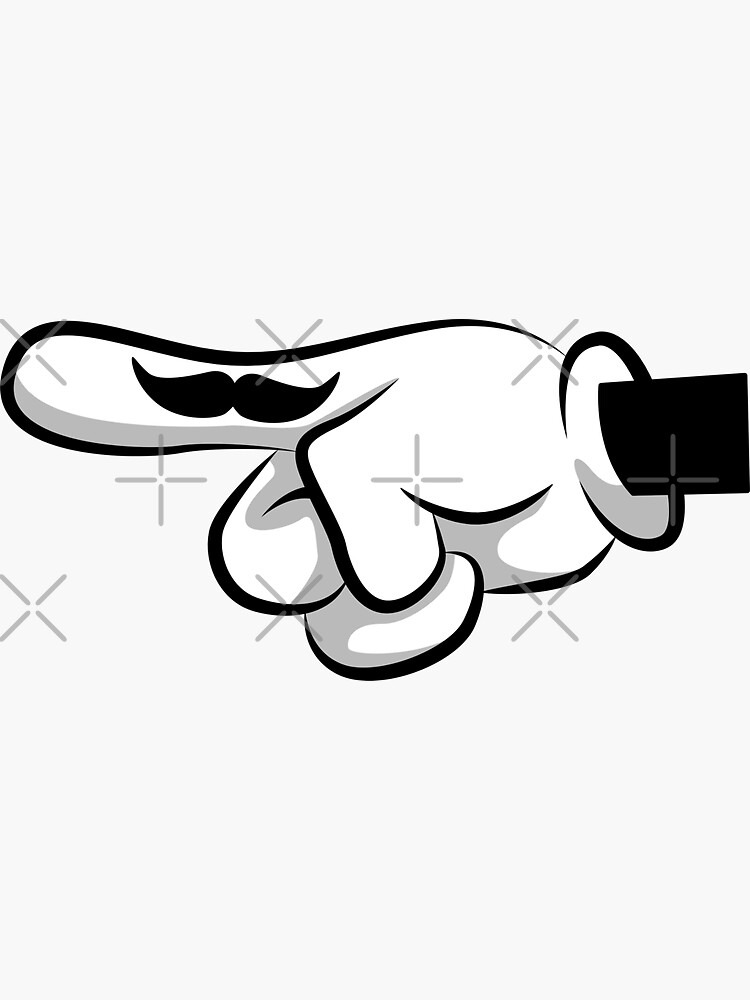 "Mustache Finger Hand" Sticker by FlothWest Redbubble