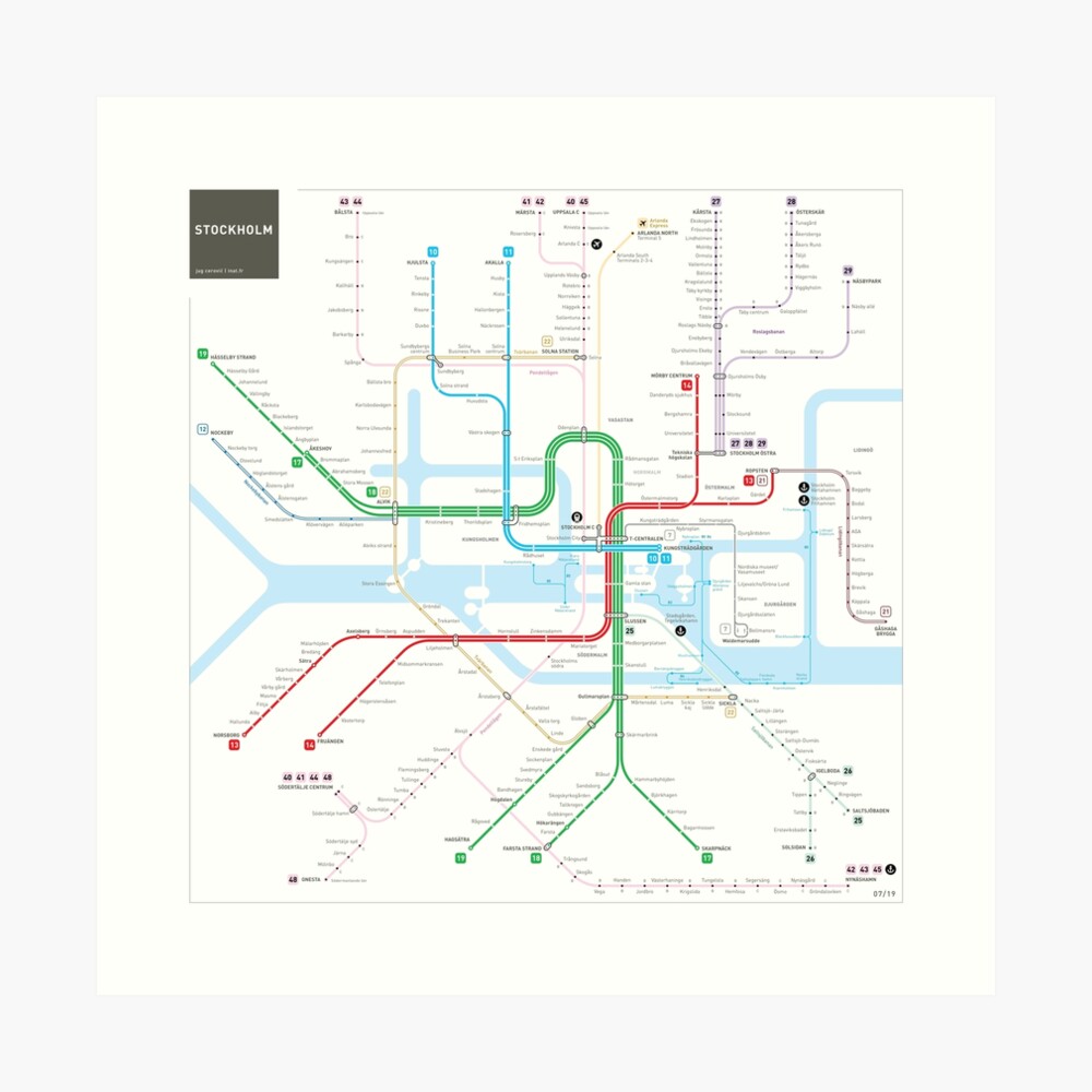 Stockholm Metro Map Art Print By Jugcerovic Redbubble   Aps,840x830,small,transparent Pad,1000x1000,f8f8f8.u1 