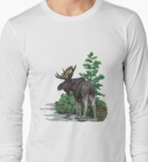Moose watercolor Long Sleeve T-Shirt