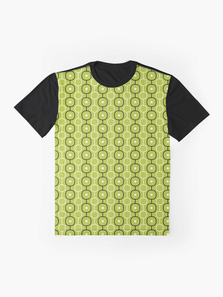 Alternate view of Geometric Pattern: Circle Chain: Lime/Black Graphic T-Shirt
