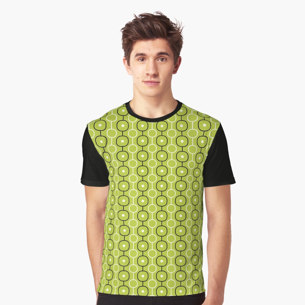 Geometric Pattern: Circle Chain: Lime/Black Graphic T-Shirt
