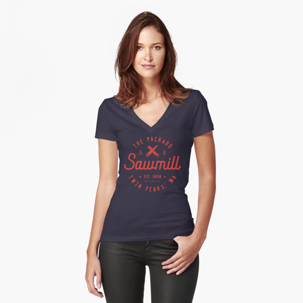 The Packard Sawmill, Twin Peaks Fitted V-Neck T-Shirt