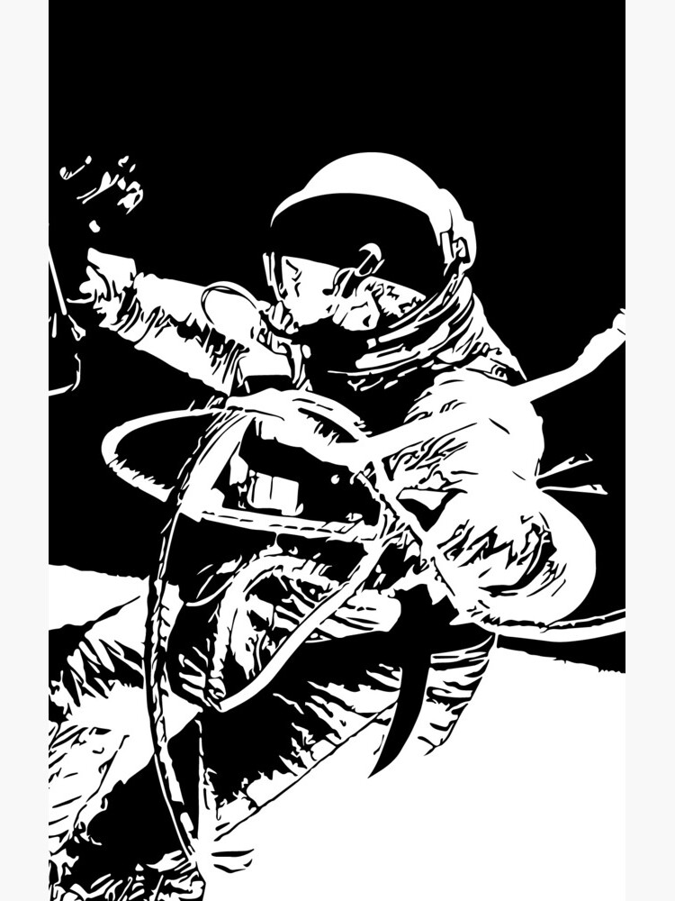 Black and White Vector Astronaut Ed White's Spacewalk by tribbledesign