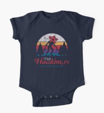 Visit Hawkins - Vintage Distressed - Demogorgon - Stranger Things Short Sleeve Baby One-Piece