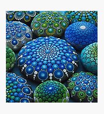 Cool Tone Mandala Stone Collection Photographic Print