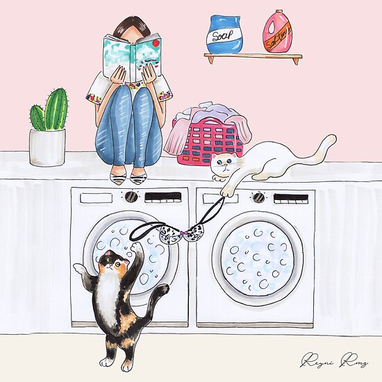 "laundry with cats" Poster by reyniramirezfi Redbubble