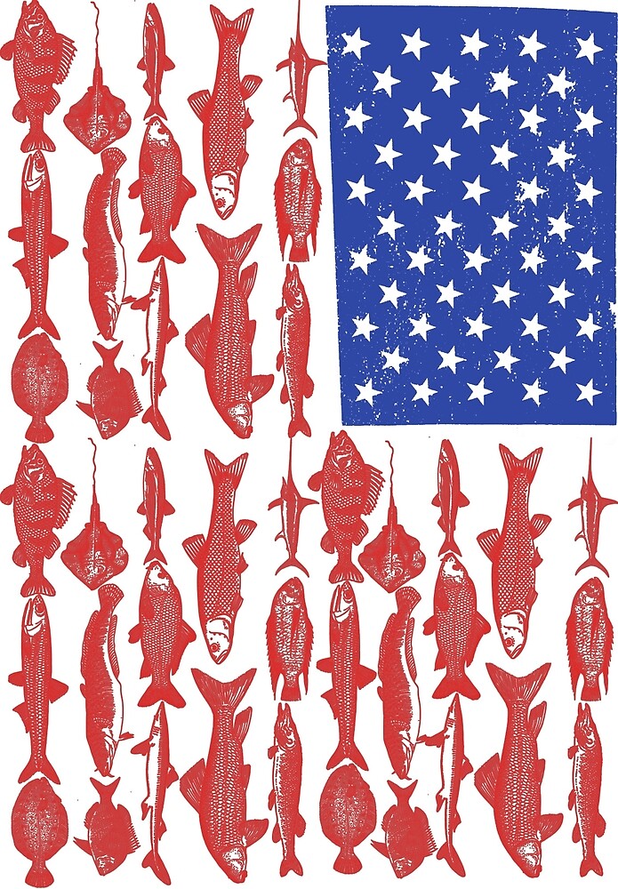 "American Flag Fishing Design" by Grant Bingham | Redbubble