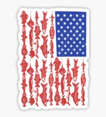 American Flag Fishing Design Sticker