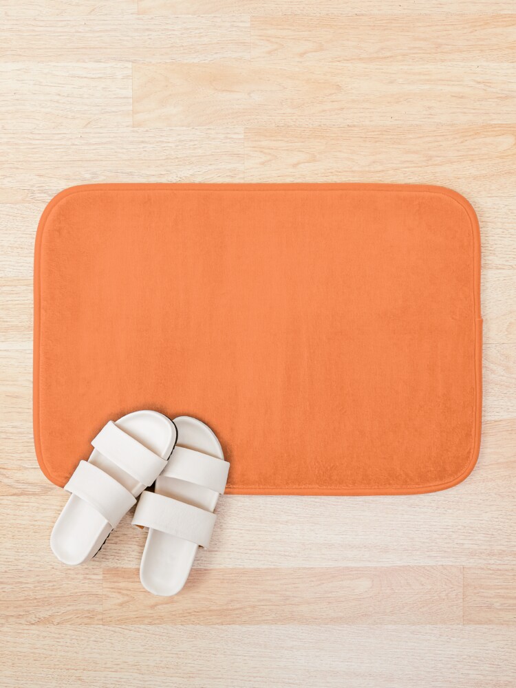 Solid Bright Mango Orange Color Bath Mat By Cheapest Redbubble