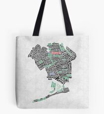 Queens New York Map Typography Tote Bag