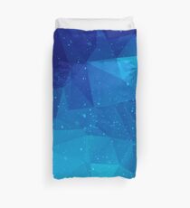 Blue Galaxy Low Poly, Geometric Outer Space Design, featuring Galaxies Duvet Cover