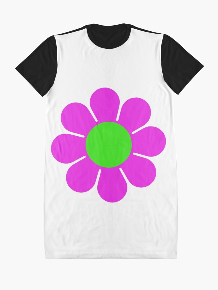 Alternate view of Pink Green Hippy Flower Daisy Graphic T-Shirt Dress