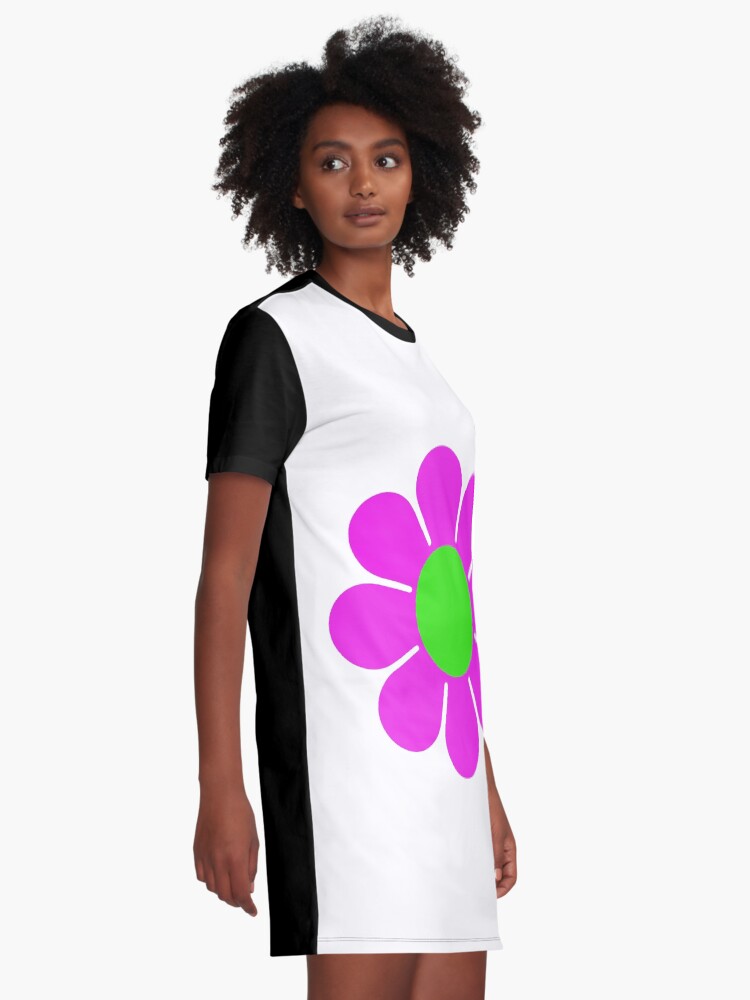 Alternate view of Pink Green Hippy Flower Daisy Graphic T-Shirt Dress