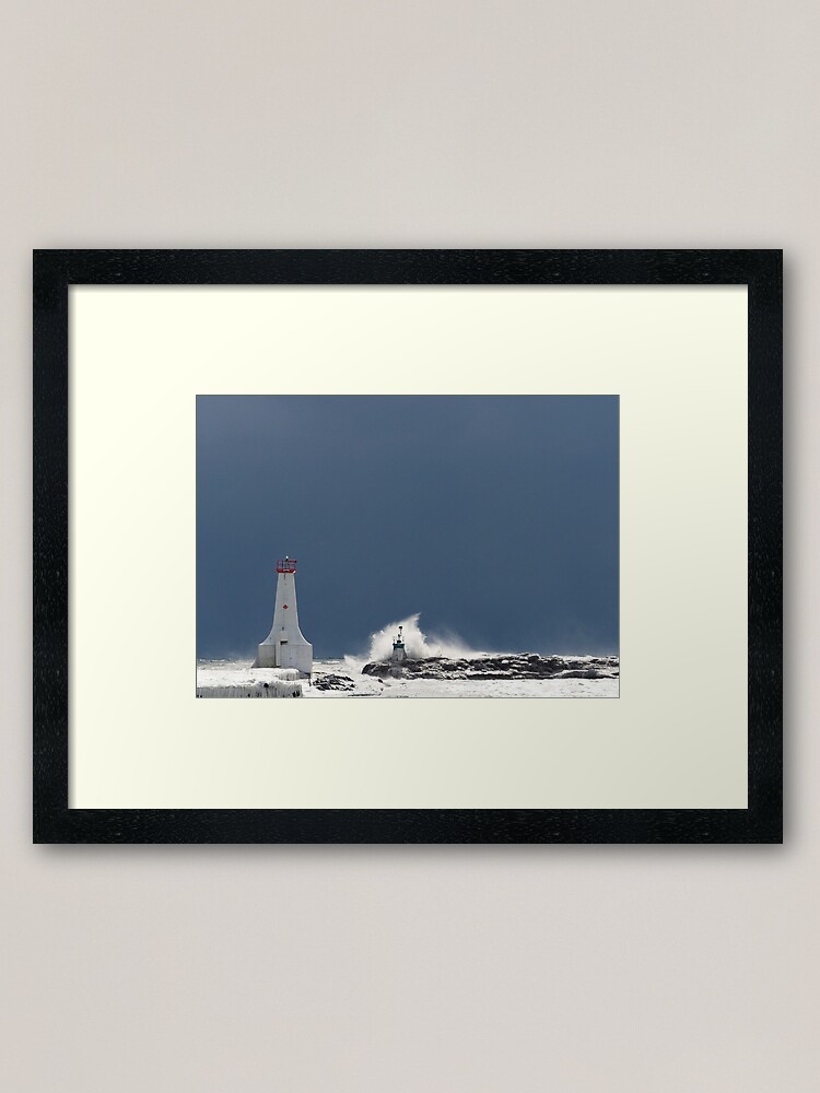Alternate view of Frozen Lighthouse Facing the Storm Framed Art Print