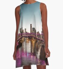 brisbane skyline at dusk A-Line Dress