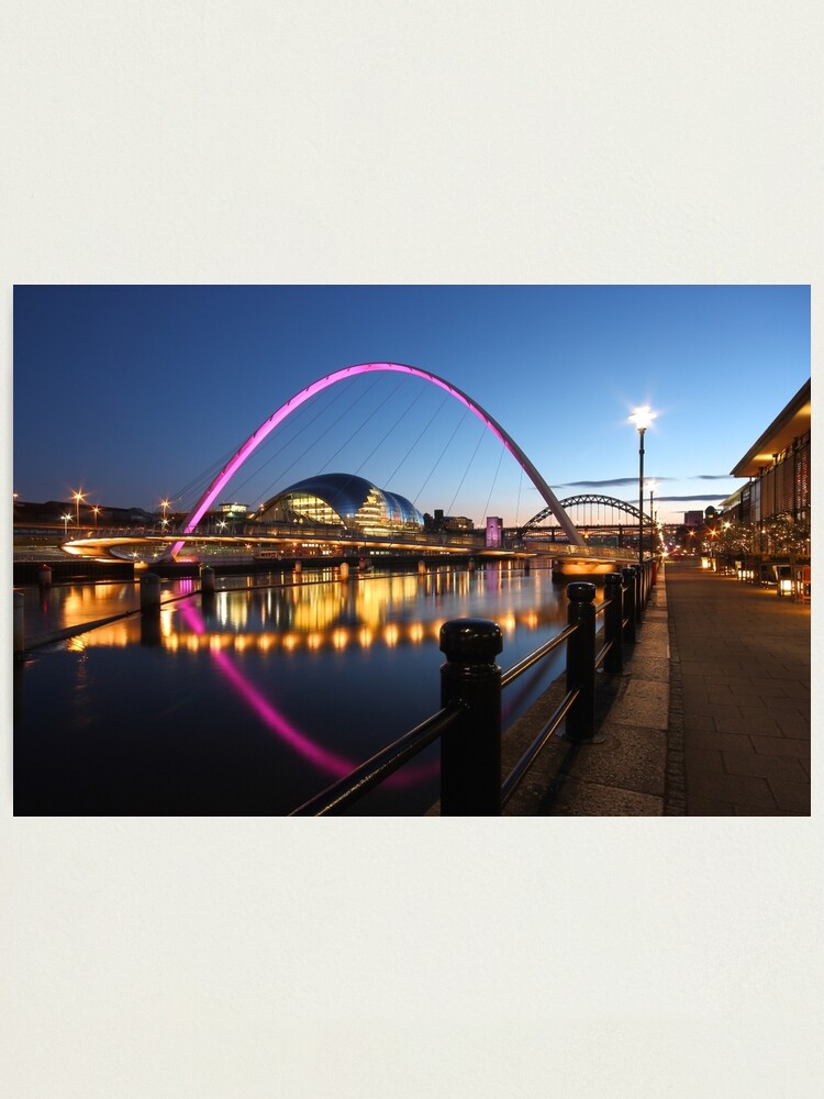 Alternate view of Newcastle-Gateshead, Bridges and Quayside at Dusk Photographic Print