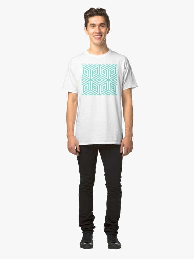 Alternate view of Geometric Pattern: Nested Cubes: Aqua Classic T-Shirt