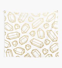 Gold and White Gemstone Pattern Tapestry
