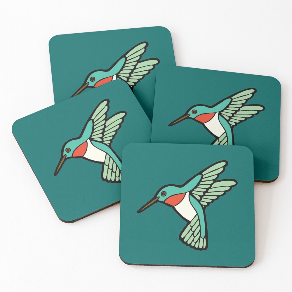 Hummingbird Pattern Coasters (Set of 4)