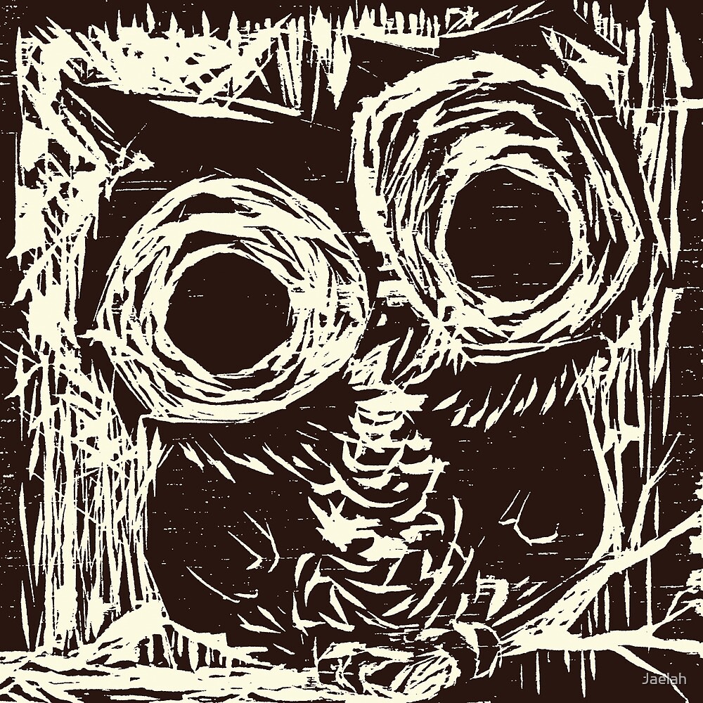 "Owl Woodcut" by Jaelah Redbubble