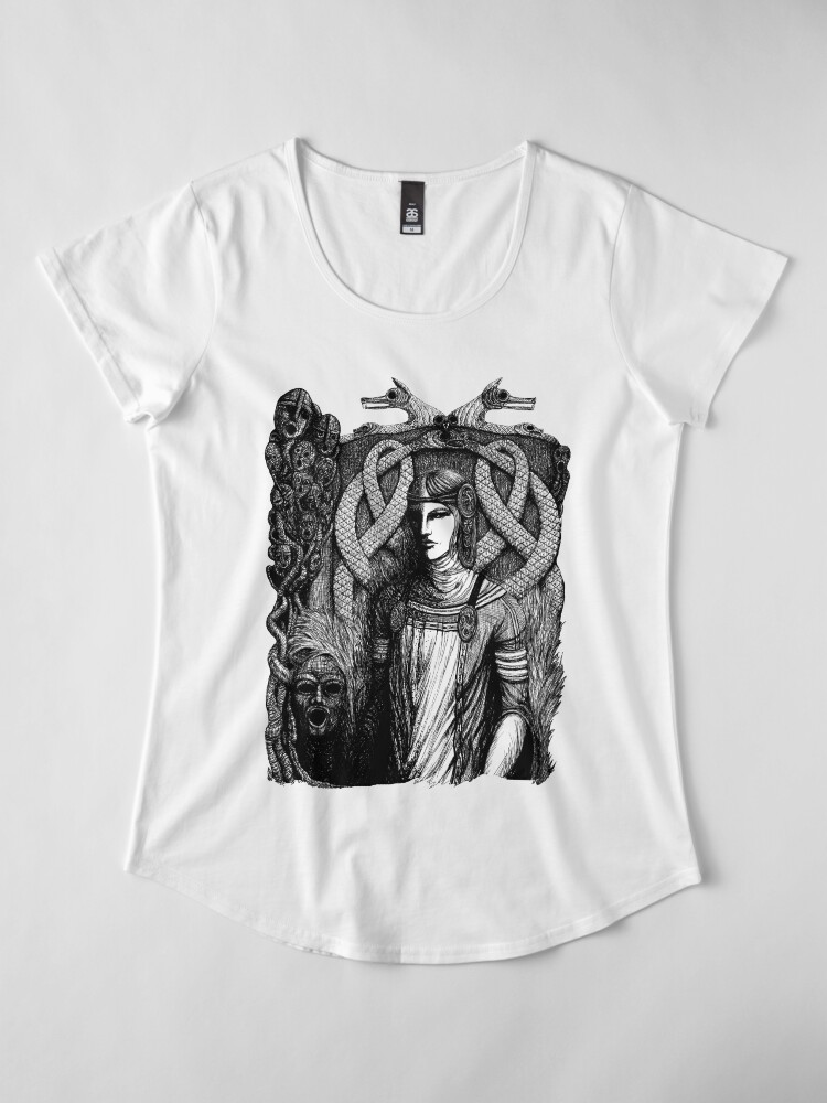 Alternate view of Hel 2 - b&w print for light background Premium Scoop T-Shirt