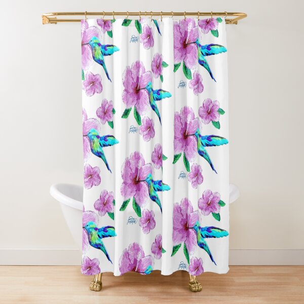 Hummingbird & Flowers Shower Curtain