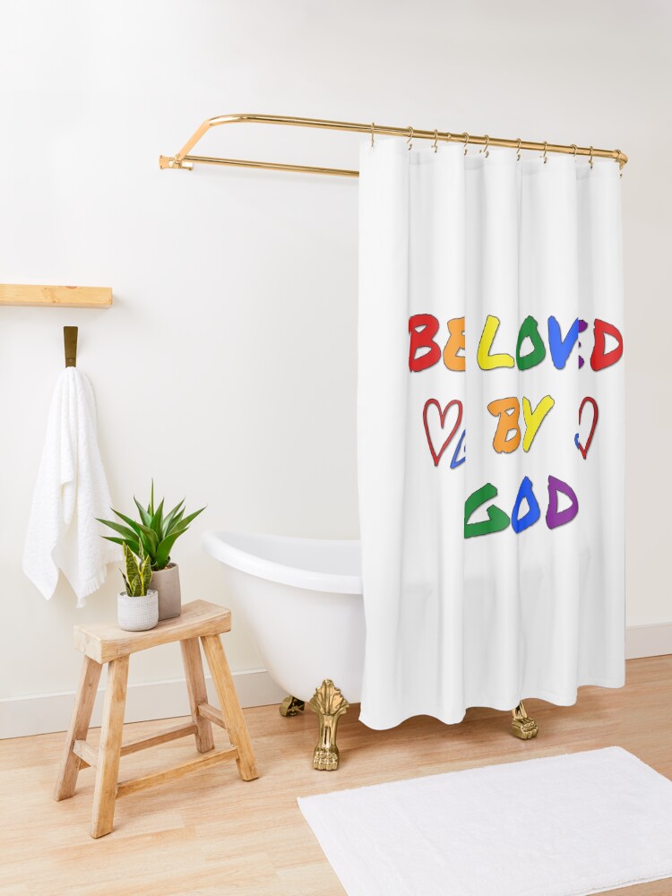 Alternate view of be loved by god pride lgbtq flag Shower Curtain