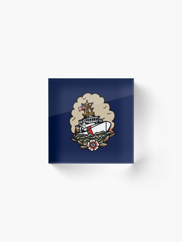 Alternate view of Underway Coast Guard Fast Response Cutter Traditional Tattoo Flash Acrylic Block