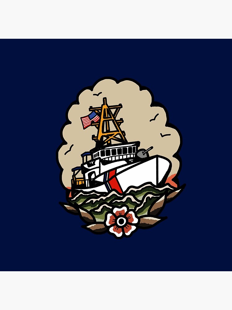 Underway Coast Guard Fast Response Cutter Traditional Tattoo Flash by AlwaysReadyCltv