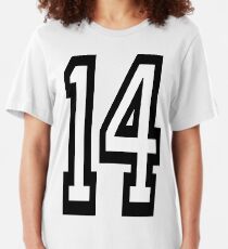 14, TEAM SPORTS, NUMMER 14, VIERZEHN, VIERZEHNT, Wettbewerb. Slim Fit T-Shirt