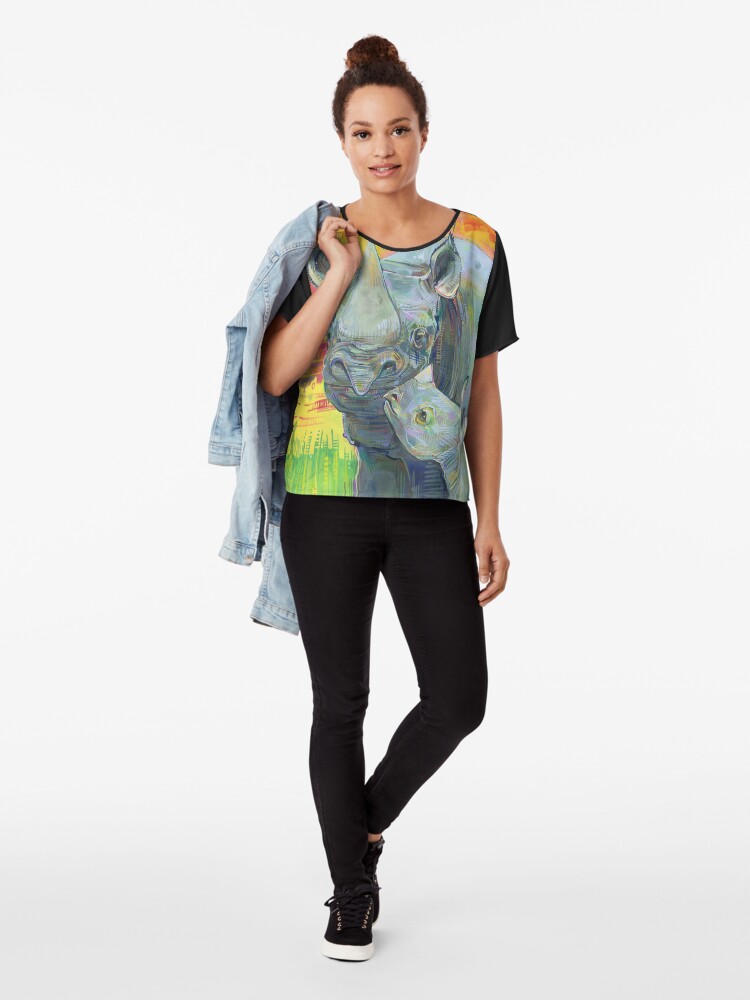 Alternate view of Rhinoceros painting - 2012 Chiffon Top