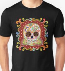 Camiseta ajustada Día colorido de la camisa muerta del cráneo del azúcar