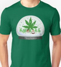 Merry Christmas Marijuana Snow Globe Unisex T-Shirt