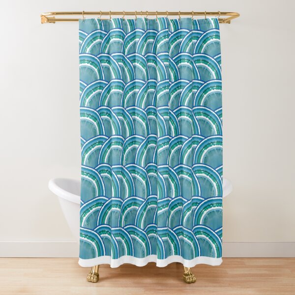 Blue waves Shower Curtain