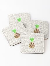 Psych Burton Guster Nicknames - Television Show Pineapple Room Decorative TV Pop Culture Humor Lime Neon Brown Coasters