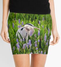 Great Blue Heron in Pickerel Weed Mini Skirt