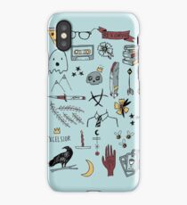 trc doodles blue background iPhone Case/Skin