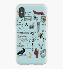 trc doodles blue background iPhone Case