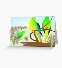Orange Bellied Parrots Greeting Card