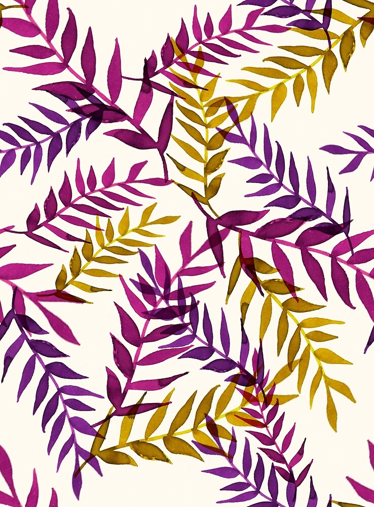 Leaves lila mustard, pattern, nature tropical by RanitasArt