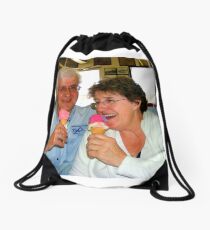 Enjoying a Good Laugh Together Drawstring Bag
