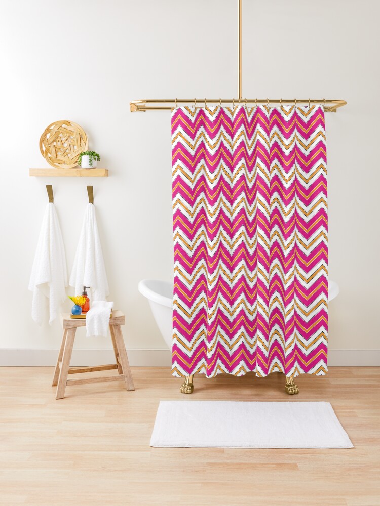 Chevron Pattern Zig Zags Pink Orange Black And White