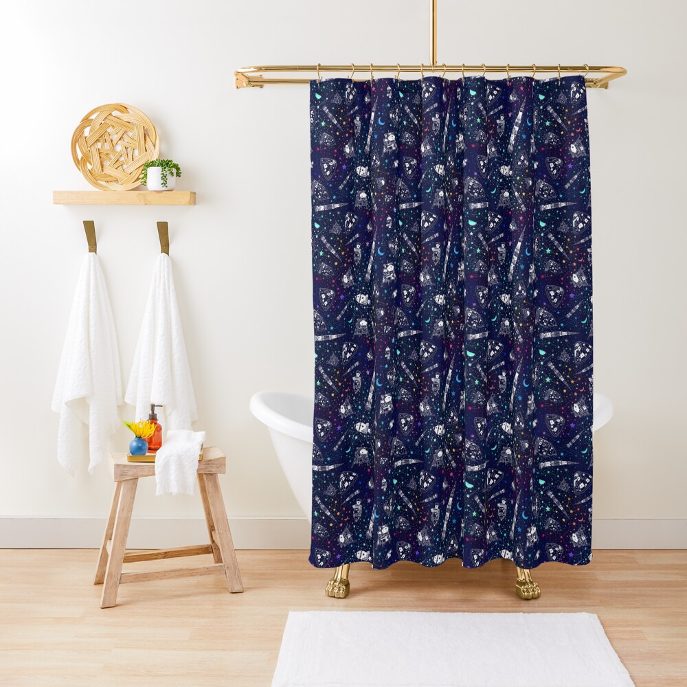 Off to the Moon Shower Curtain