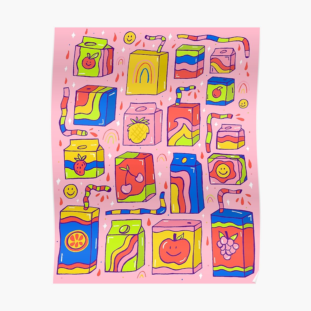 "Juice Box Print" Poster by doodlebymeg Redbubble