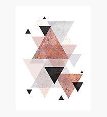 Geometrische Anordnung in Blush, Rose Gold und Schwarz Fotodruck