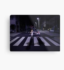 Monogatari – Mayoi and Shinobu crosswalk Metal Print