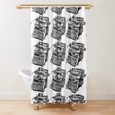 Black Vintage Typewriter Shower Curtain