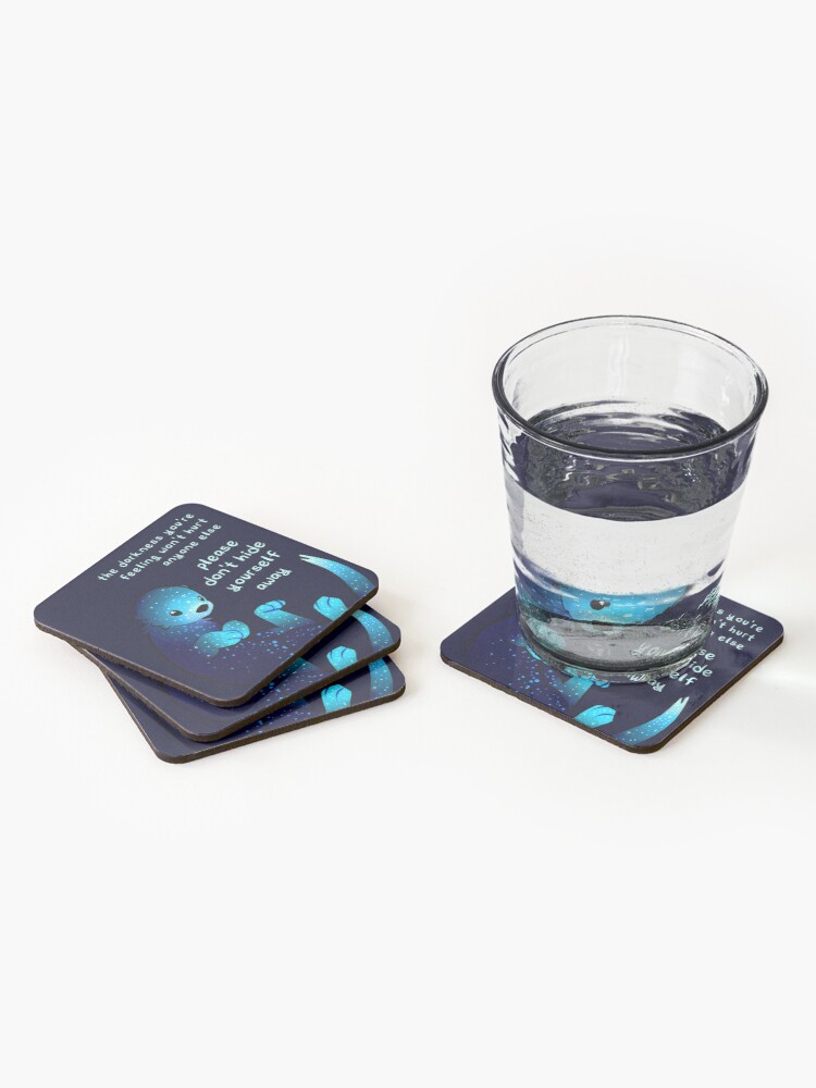 Alternate view of "Please don't hide yourself away" Kind Otter Coasters (Set of 4)