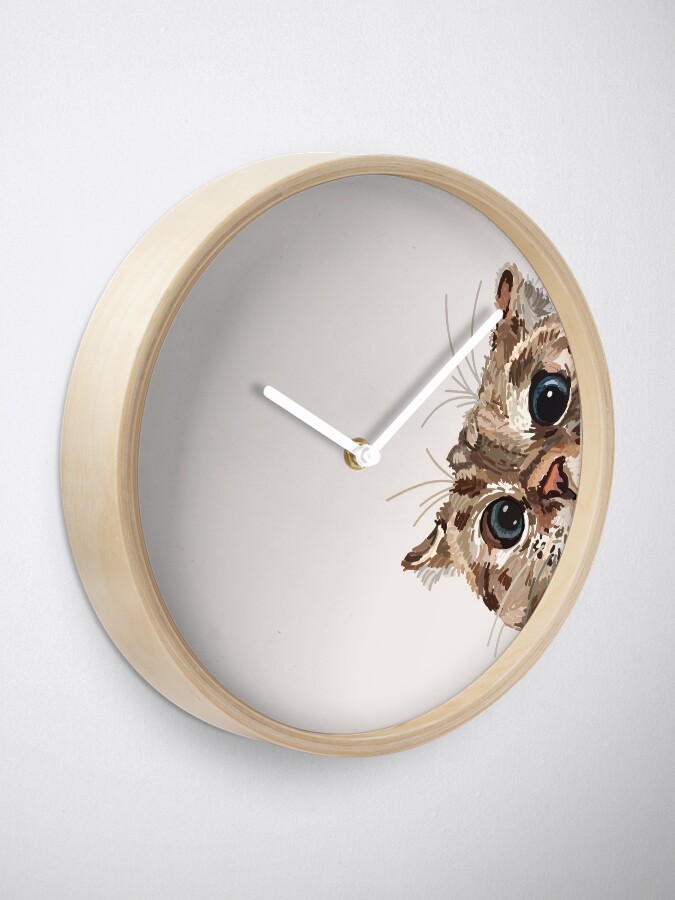 Alternate view of Peeking Cat Clock